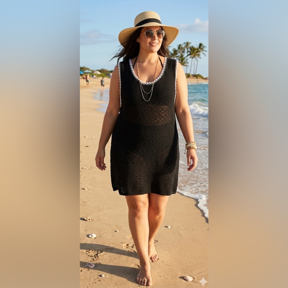 J. Jill Black Crocheted Swim Coverup